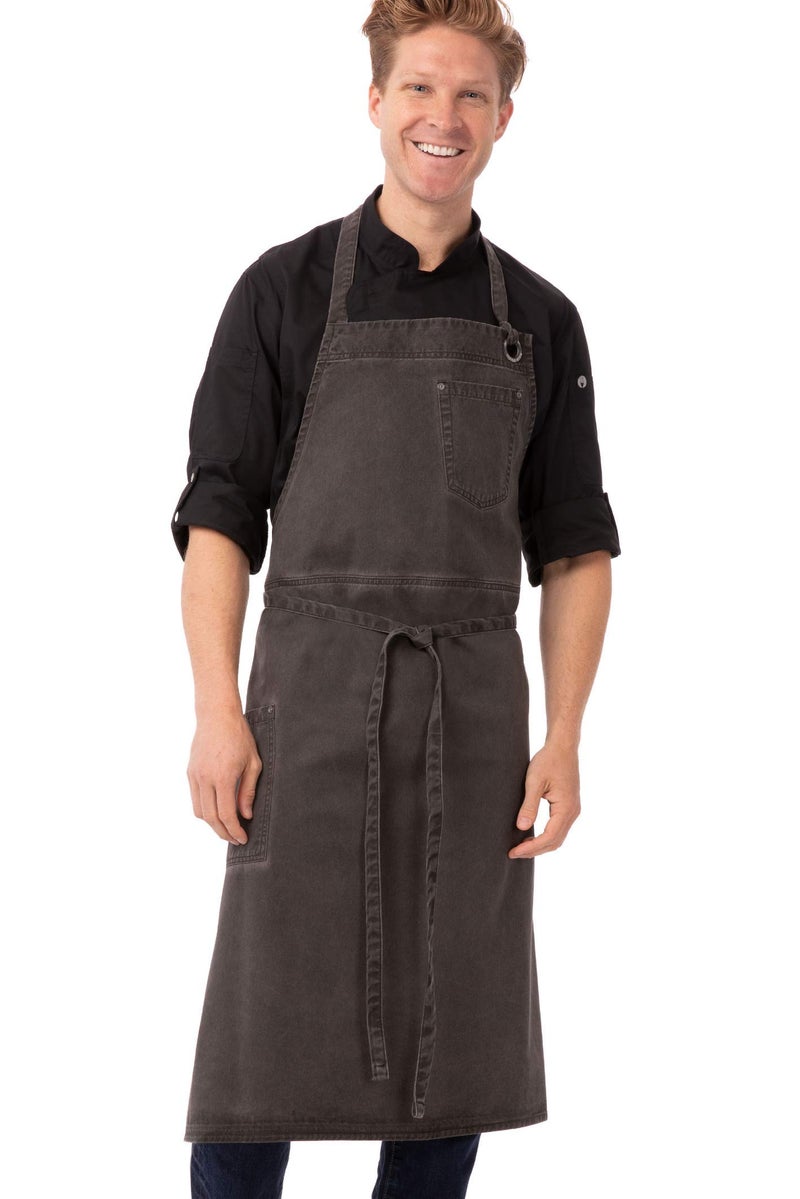 Chef Works Unisex Dorset Chefs Bib Apron, Pewter, One Size - Image 1